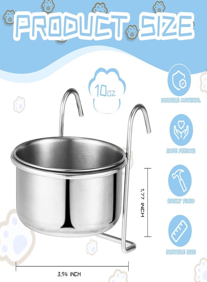 Layhit 6 Pcs 10 oz Kennel Pet Hanging Bowl Stainless Steel Coop Cup with Hanger None Spill Dog Crate Water Bowl Kennel Dog Rabbit Food Dish for Cage Cats Birds Chicken Reptiles - Image 3